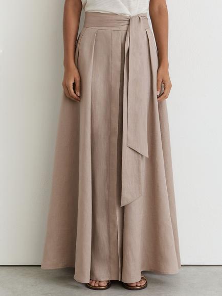 Reiss Jackie A-Line Linen Maxi Skirt, Taupe Brown, Taupe Brown