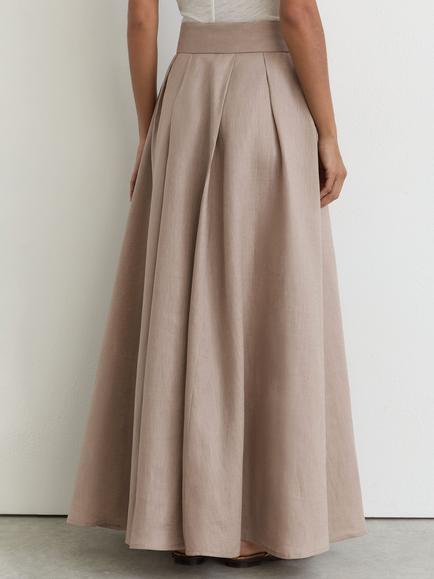 Reiss Jackie A-Line Linen Maxi Skirt, Taupe Brown - view 2, Taupe Brown