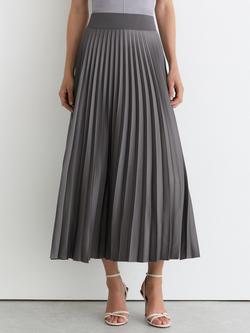 Reiss Seren A-Line Pleated Midi Skirt, Grey, Grey