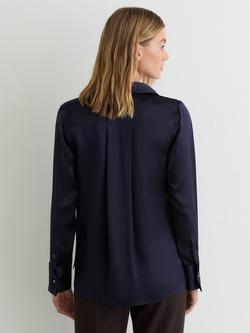 Reiss Petite Ameira Silk Shirt, Navy - view 2, Navy
