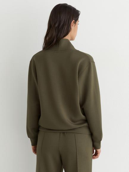 Reiss Annabel V-Neck Jersey Top, Khaki Green - view 2, Khaki Green