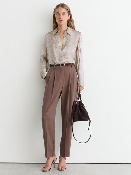 Reiss Annie Snake Print Double Cuff Shirt, Neutral, Neutral