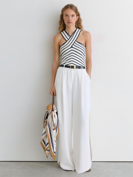 Reiss Aria Tank Top, White/Navy, White/Navy