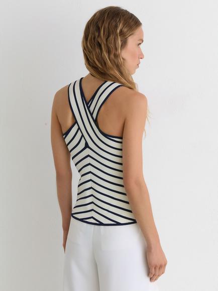 Reiss Aria Tank Top, White/Navy - view 2, White/Navy