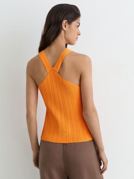 Reiss Harris Ribbed V-Neck Vest, Orange - view 2, Orange
