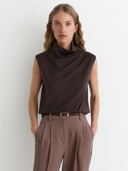 Reiss Honey Wool Knit Tank Top, Chocolate Brown, Chocolate Brown