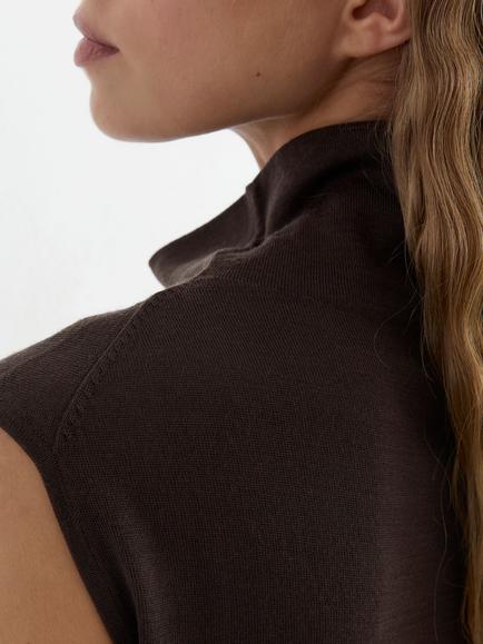 Reiss Honey Wool Knit Tank Top, Chocolate Brown - view 2, Chocolate Brown