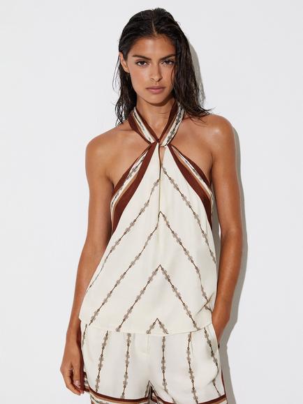 Reiss Jayce Print Tank Top, Ivory, Ivory