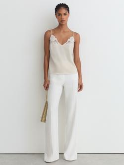Reiss Joanie Satin Lace Detail Cami, Neutral, Neutral