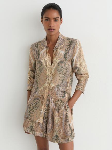 Reiss Katiya Paisley Print Shirt, Grey/Neutral, Grey/Neutral