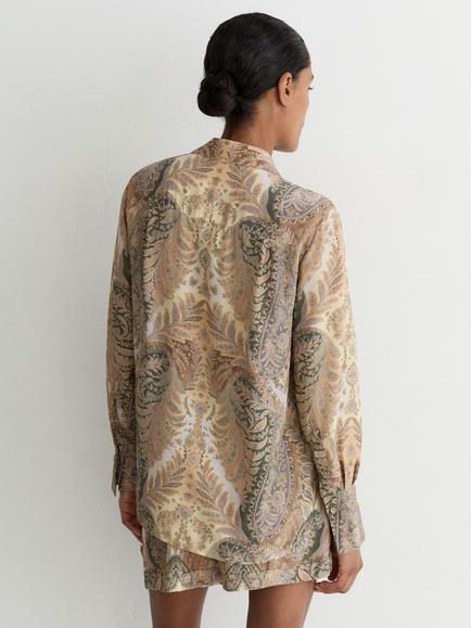 Reiss Katiya Paisley Print Shirt, Grey/Neutral - view 2, Grey/Neutral