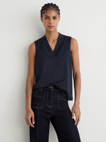 Reiss Miley V-Neck Vest, Navy, Navy
