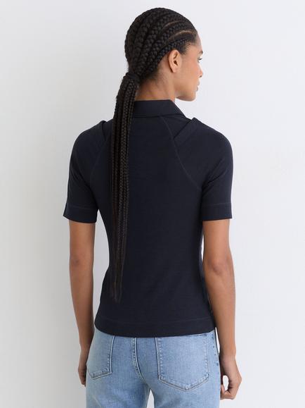 Reiss Shona Knitted Polo Shirt, Navy - view 2, Navy