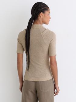 Reiss Shona Collar Insert Knit Top, Oatmeal Neutral - view 2, Oatmeal Neutral