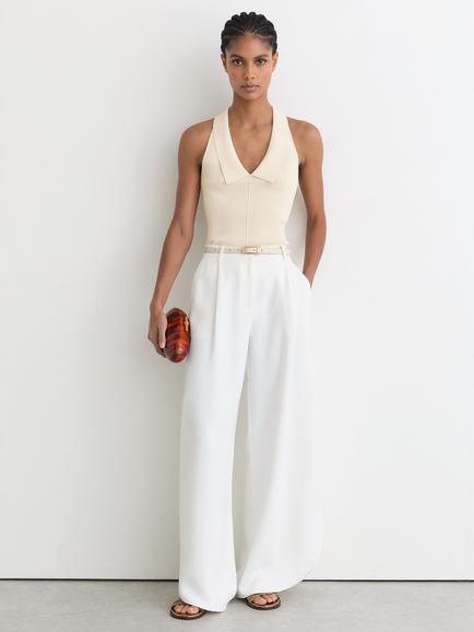 Reiss Vera Sleeveless Top, Ivory, White