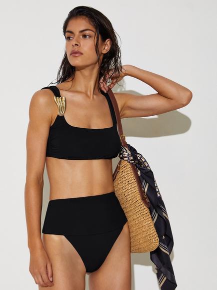 Reiss Alba High Waisted Bikini Bottoms, Black, Black