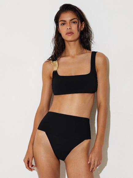 Reiss Alba Square Neck Bikini Top, Black, Black
