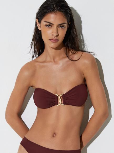 Reiss Johannah Bandeau Swim Bikini Top, Rhubarb Red - view 2, Rhubarb Red