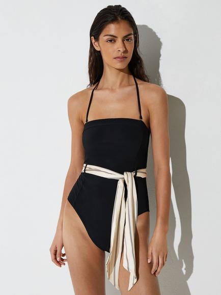 Reiss Etienne Bandeau Swimsuit, Black, Black