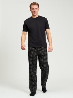Ben Sherman Mono Print Brushed Cotton Trousers, Black, Black