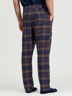 Ben Sherman Check Brushed Cotton Trousers, Dark Navy - view 2, Dark Navy