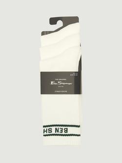 Ben Sherman Ivy Rib Socks, Pack of 3, White - view 2, White