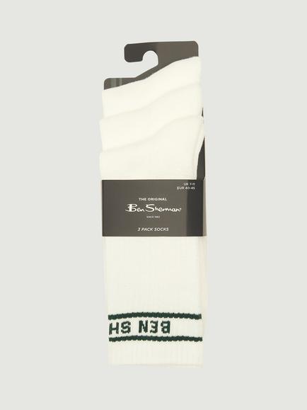 Ben Sherman Ivy Rib Socks, Pack of 3, White - view 2, White