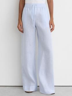 Reiss Riley Linen Wide Leg Trousers, Silver Blue, Silver Blue