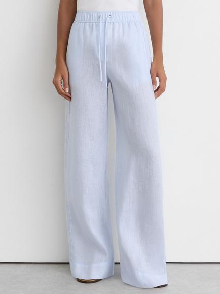 Reiss Riley Linen Wide Leg Trousers, Silver Blue, Silver Blue