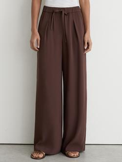Reiss Aimee Wide Leg Trousers, Chocolate Brown, Chocolate Brown