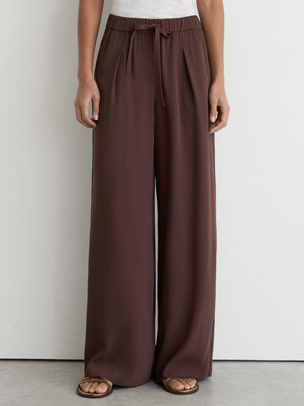 Reiss Aimee Wide Leg Trousers, Chocolate Brown, Chocolate Brown