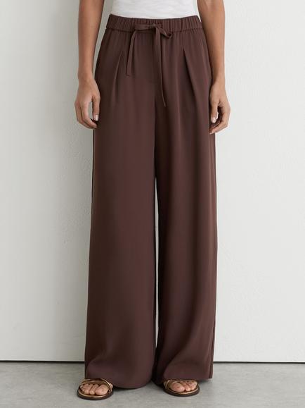 Reiss Petite Aimee Wide Leg Trousers, Chocolate Brown, Chocolate Brown