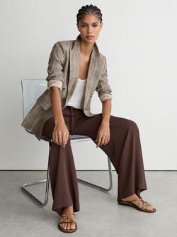 Reiss Petite Aimee Wide Leg Trousers, Chocolate Brown - view 2, Chocolate Brown