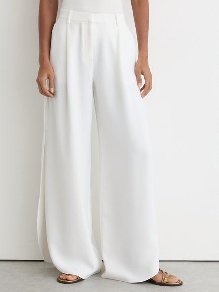 Reiss Deena Occasion Side Split Wide Leg Trousers, White, White