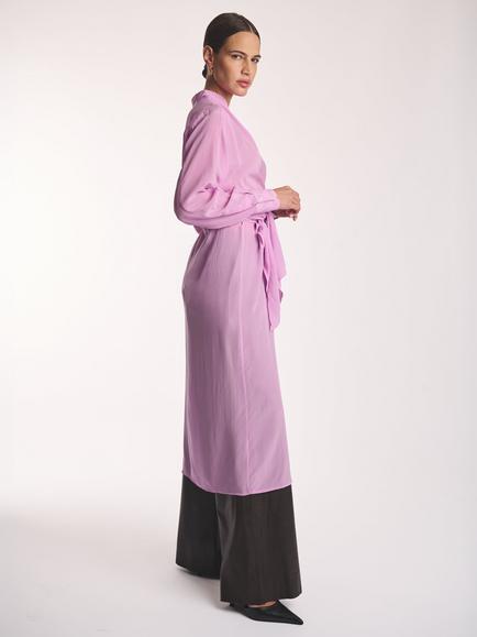 Amanda Wakeley Sophia Airshirt Semi Sheer Pure Silk Long Wrap Shirt, Pink - view 2, Pink