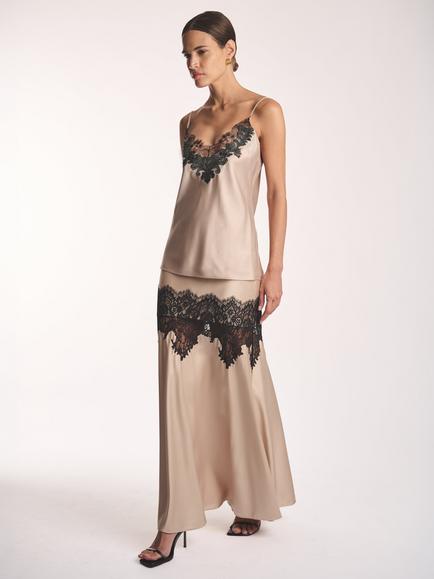 Amanda Wakeley Lace Insert Maxi Skirt - view 2, Nude/Black
