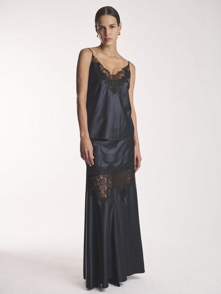 Amanda Wakeley Lace Insert Maxi Skirt, Navy