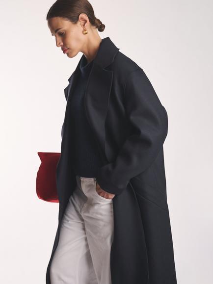 Amanda Wakeley Wool Rich Car Coat, Navy - view 2, Navy