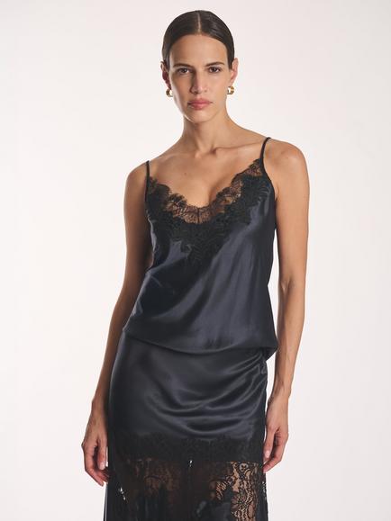 Amanda Wakeley Lace Trim Cami Top, Navy