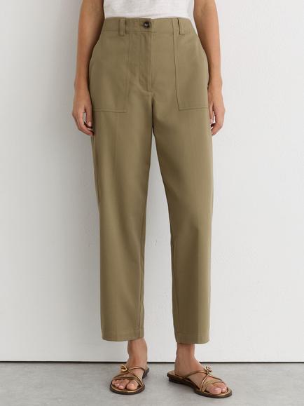 Reiss Petite Kasia Tailored Slim Trousers, Khaki Green, Khaki Green