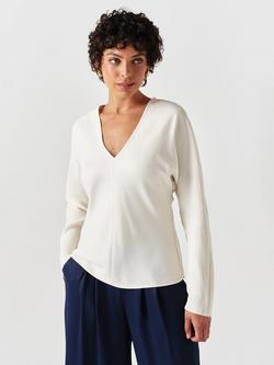 Ghost Lucille Long Sleeve Satin Top, Ivory, Ivory