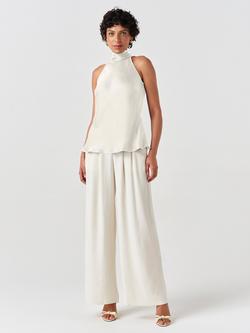 Ghost Reese Satin High Neck Bias Cut Blouse, Ivory - view 2, Ivory