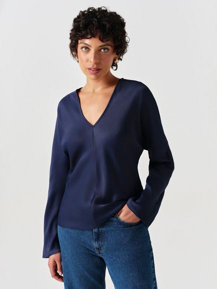 Ghost Lucille Long Sleeve Top, Black, Navy