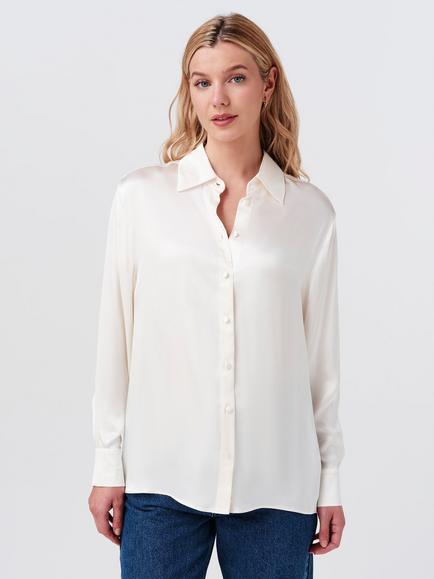 Ghost Ellie Long Sleeve Shirt, Ivory, Ivory
