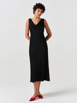 Ghost Arya Sleeveless Cowl Neck Midi Dress, Black
