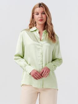Ghost Ellie Satin Collared Shirt, Light Green - view 2, Light Green