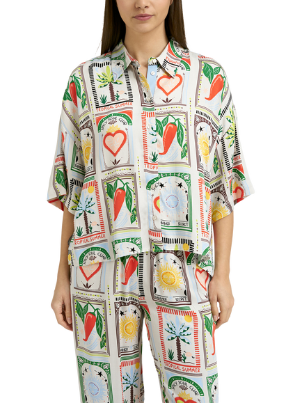 Smith & Soul Tile Print Boxy Viscose Blouse, Multi, Multi