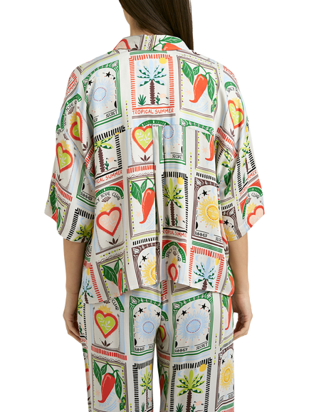 Smith & Soul Tile Print Boxy Viscose Blouse, Multi - view 2, Multi