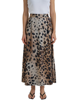 Smith & Soul Animal Print Midi Skirt, Dark Chocolate Print, Dark Chocolate Print