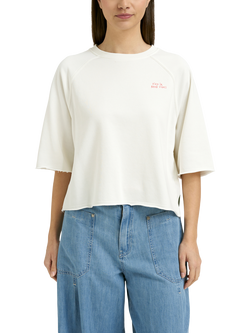 Smith & Soul Raglan Embroidered Short Sleeve Sweatshirt, Off White, Off White